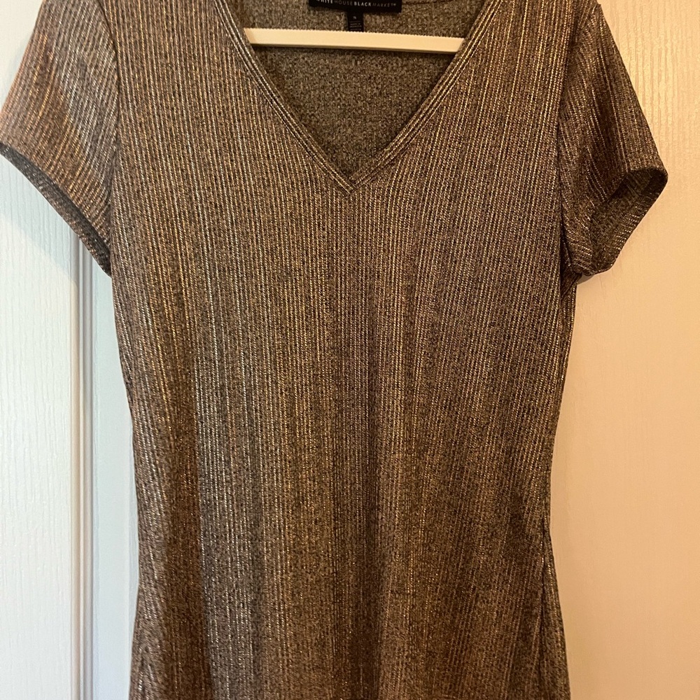 White House Black Market Shimmering Short Sleeve Top